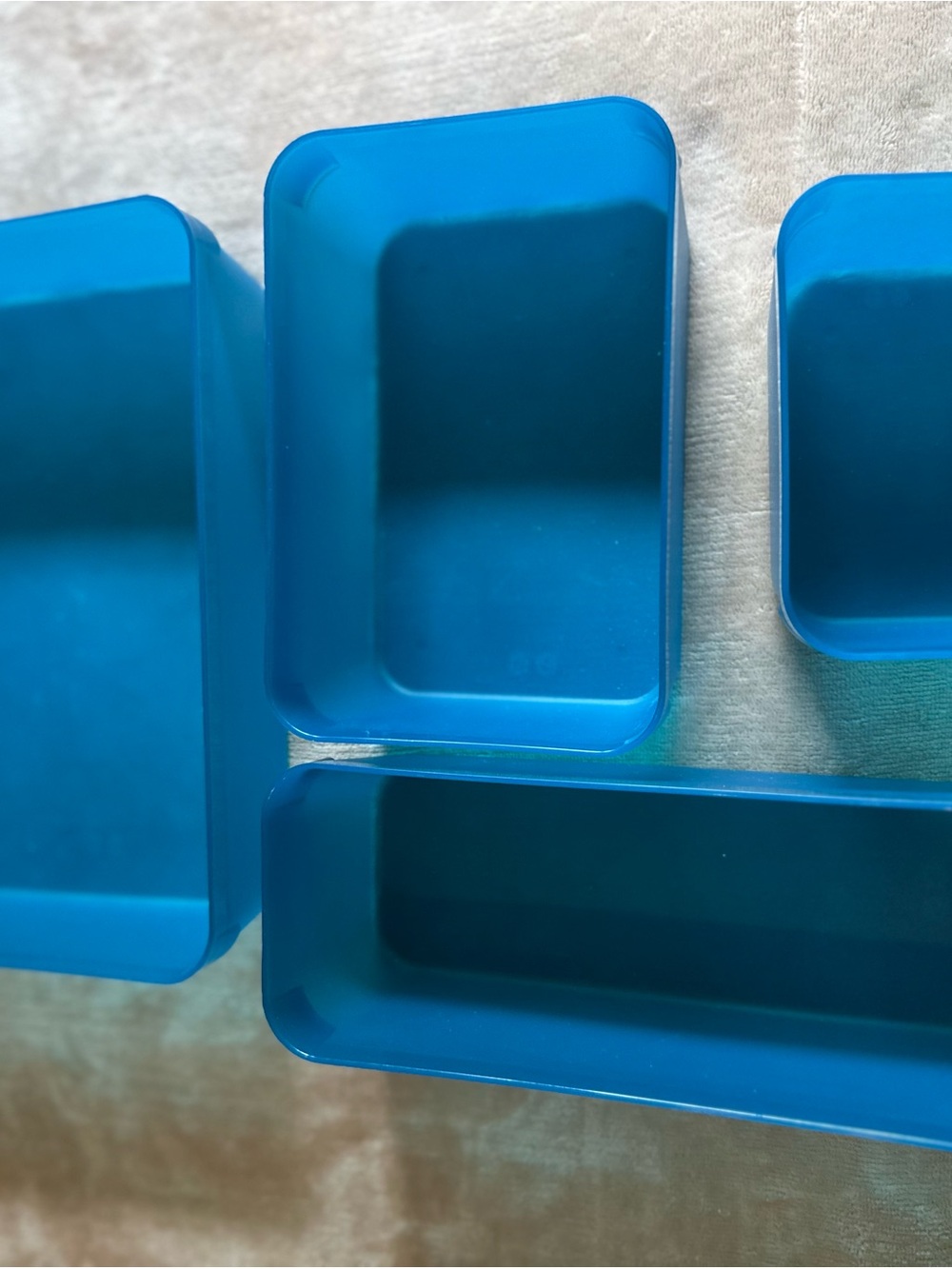 Stackable Blue Plastic Storage Bins - Multipurpose Home Organizers